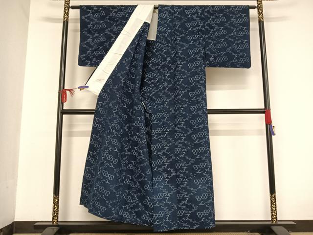 平和屋着物▽久留米絣　単衣　綿　逸品　AAAU0008np
