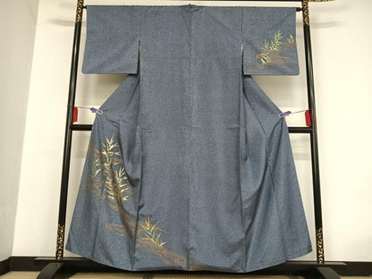 平和屋着物●本場染大島紬 訪問着 葦 金彩 正絹 逸品 AAAU0009np