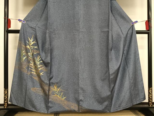平和屋着物●本場染大島紬 訪問着 葦 金彩 正絹 逸品 AAAU0009np