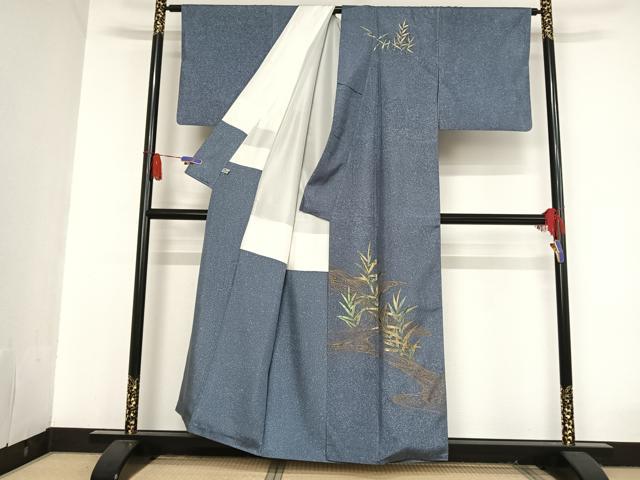 平和屋着物●本場染大島紬 訪問着 葦 金彩 正絹 逸品 AAAU0009np