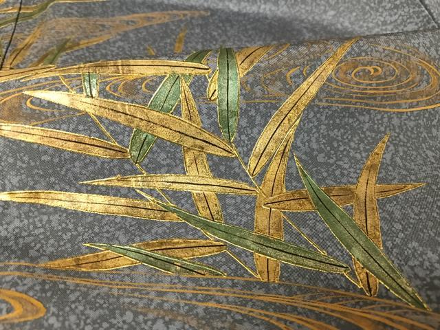 平和屋着物●本場染大島紬 訪問着 葦 金彩 正絹 逸品 AAAU0009np