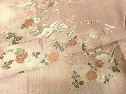 平和屋着物●訪問着 生紬地 風景文 暈し染め 金彩 正絹 逸品 AAAU0019np