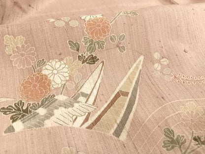 平和屋着物●訪問着 生紬地 風景文 暈し染め 金彩 正絹 逸品 AAAU0019np