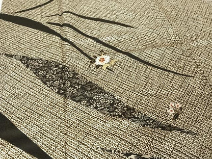 平和屋着物●訪問着 刺繍 更紗花文 金糸 銀彩 正絹 逸品 AAAU0020np