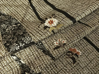 平和屋着物●訪問着 刺繍 更紗花文 金糸 銀彩 正絹 逸品 AAAU0020np