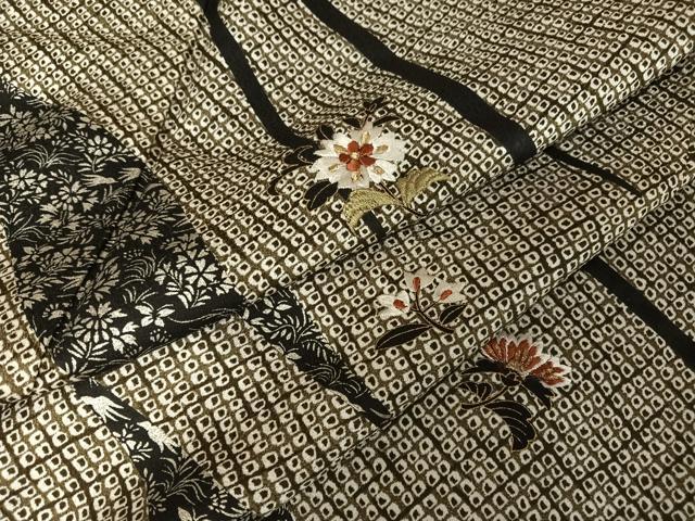 平和屋着物●訪問着 刺繍 更紗花文 金糸 銀彩 正絹 逸品 AAAU0020np