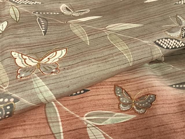平和屋着物●訪問着 紬地 駒刺繍 舞蝶笹文 金糸 金彩 正絹 逸品 AAAU0028np