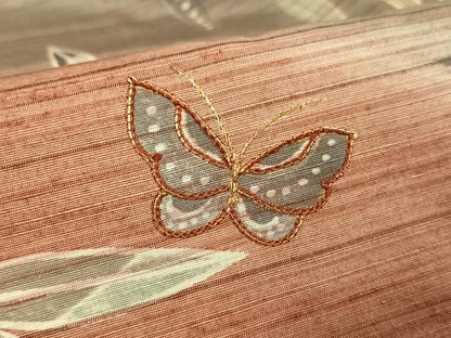 平和屋着物●訪問着 紬地 駒刺繍 舞蝶笹文 金糸 金彩 正絹 逸品 AAAU0028np