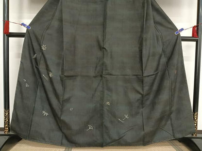 平和屋着物●紬 訪問着 刺し子 作家物 松竹梅 正絹 逸品 AAAU0030np