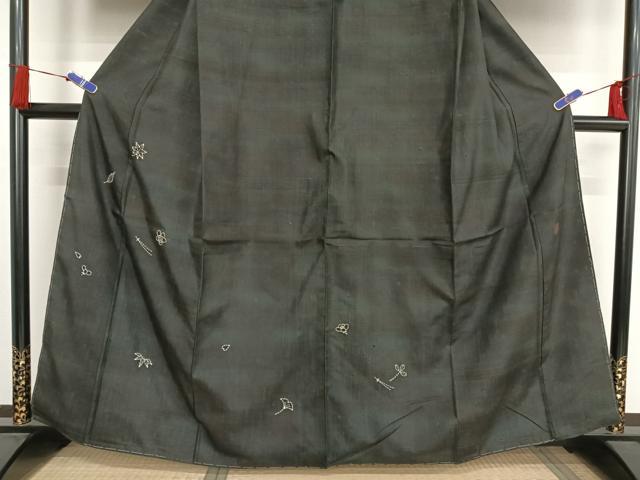 平和屋着物●紬 訪問着 刺し子 作家物 松竹梅 正絹 逸品 AAAU0030np