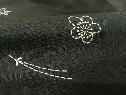 平和屋着物●紬 訪問着 刺し子 作家物 松竹梅 正絹 逸品 AAAU0030np
