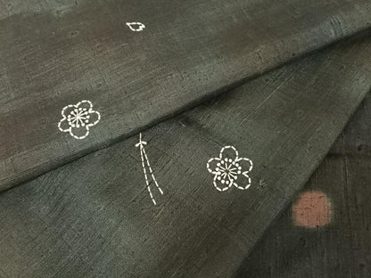 平和屋着物●紬 訪問着 刺し子 作家物 松竹梅 正絹 逸品 AAAU0030np