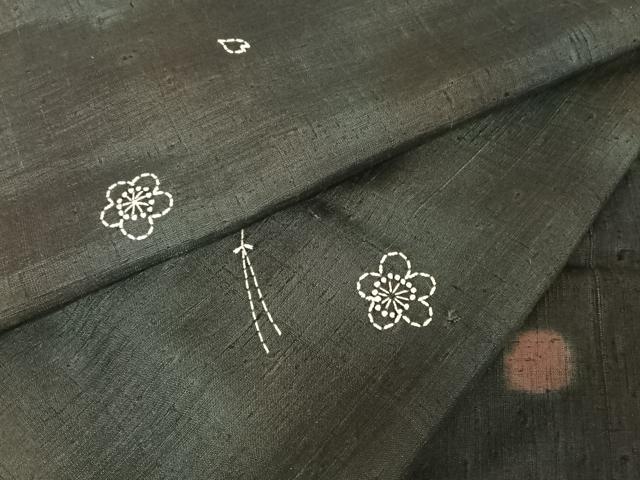 平和屋着物●紬 訪問着 刺し子 作家物 松竹梅 正絹 逸品 AAAU0030np