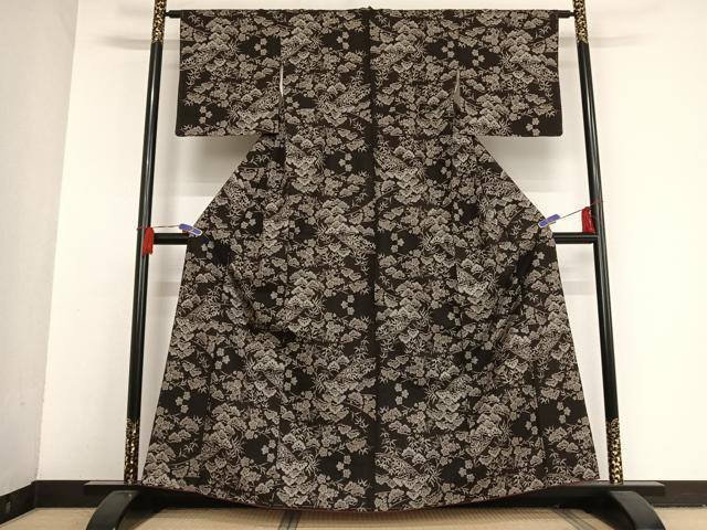 平和屋着物●本場大島紬 割込絣 松竹梅 正絹 逸品 未使用 AAAU0037np