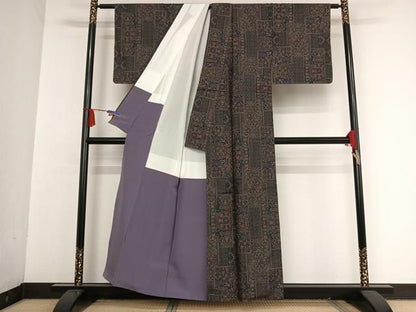 平和屋着物●本場大島紬　９マルキ　正倉院更紗花文　正絹　逸品　未使用　AAAU0039np
