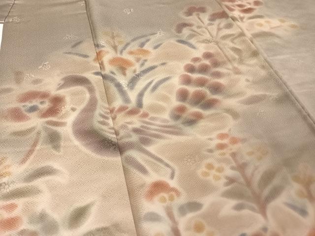 平和屋着物●内田陽一郎　訪問着　孔雀草花文　暈し染め　正絹　逸品　AAAU0050np