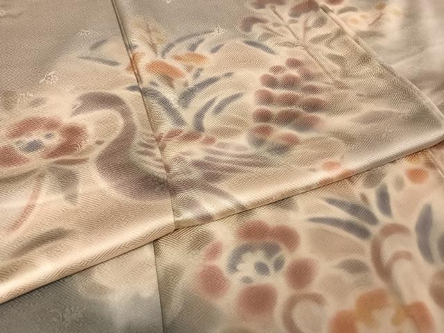 平和屋着物●内田陽一郎　訪問着　孔雀草花文　暈し染め　正絹　逸品　AAAU0050np