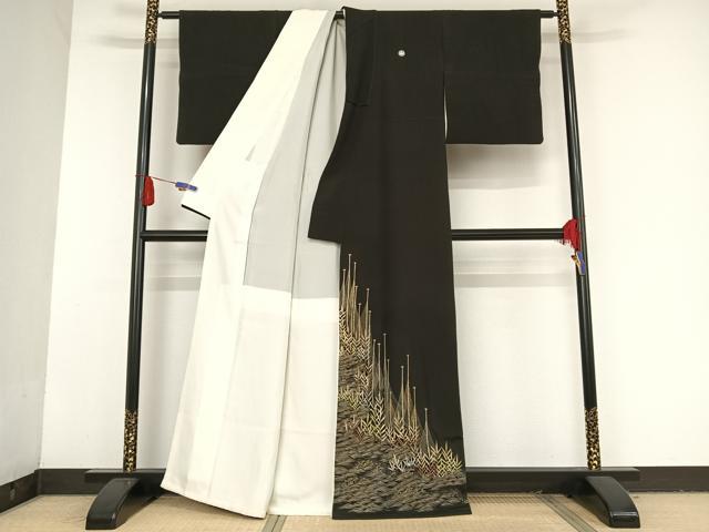 平和屋着物○野口真造 大彦二代目 江戸染繍友 黒