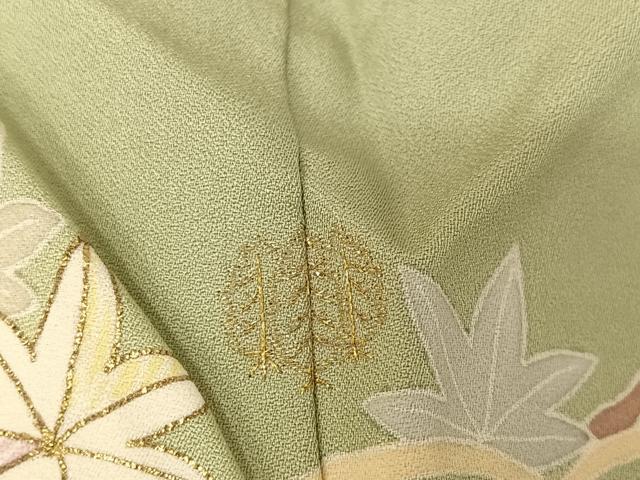 平和屋着物●創業460年・千總 訪問着 刺繍 雲取り草花文 金糸 金彩 正絹 逸品 AAAU0069np