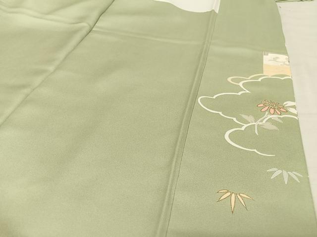 平和屋着物●創業460年・千總 訪問着 刺繍 雲取り草花文 金糸 金彩 正絹 逸品 AAAU0069np