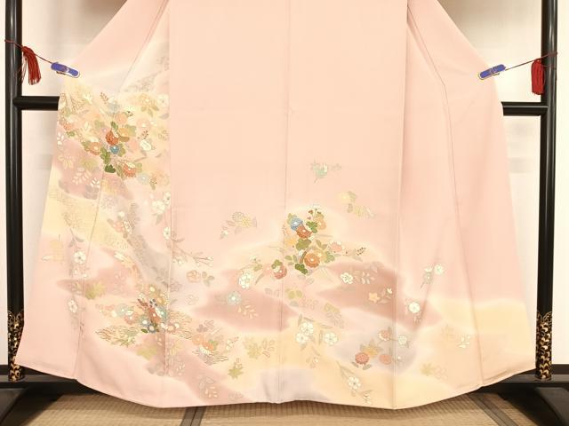 平和屋着物●創業460年・千總 訪問着 駒刺繍 草花文 暈し染め 金糸 金彩 大丸扱い 正絹 逸品 AAAU0077np