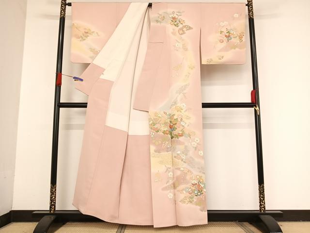 平和屋着物●創業460年・千總 訪問着 駒刺繍 草花文 暈し染め 金糸 金彩 大丸扱い 正絹 逸品 AAAU0077np