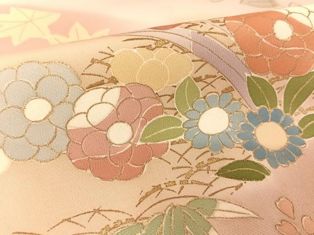 平和屋着物●創業460年・千總 訪問着 駒刺繍 草花文 暈し染め 金糸 金彩 大丸扱い 正絹 逸品 AAAU0077np
