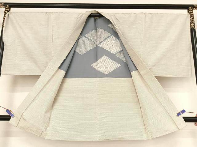 平和屋着物●男性　結城紬　アンサンブル　100亀甲　キングサイズ　正絹　逸品　AAAU0078np