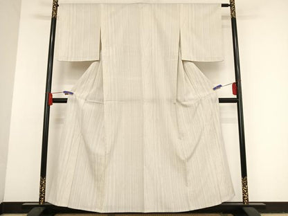 平和屋着物▽本塩沢　単衣　110亀甲　幾何学文様　正絹　逸品　AAAU0080np