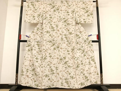 平和屋着物▽さんび謹製 小紋 単衣 蔦の葉文 洗える着物 AAAU0081np