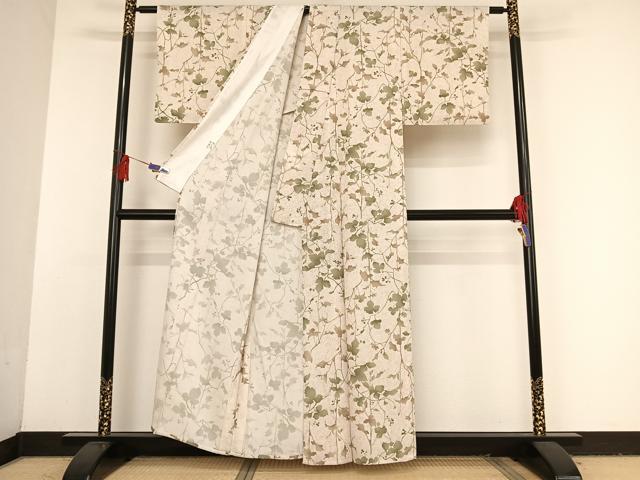 平和屋着物▽さんび謹製 小紋 単衣 蔦の葉文 洗える着物 AAAU0081np