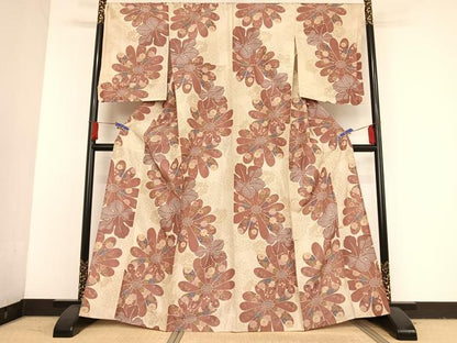 平和屋着物▽上質な小紋 単衣 舞花文 やまと誂製 洗える着物 未使用 AAAU0084np