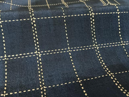平和屋着物●上質な紬 刺し子 格子 正絹 逸品 AAAU0085np
