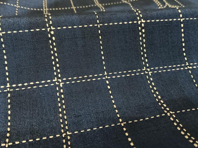 平和屋着物●上質な紬 刺し子 格子 正絹 逸品 AAAU0085np