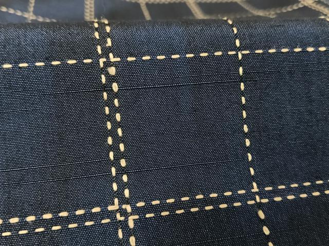 平和屋着物●上質な紬 刺し子 格子 正絹 逸品 AAAU0085np