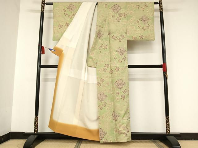 平和屋着物●西洞院辻が花　大脇一心　小紋　紬地　西洞院辻が花　反端付き　正絹　逸品　AAAU0106np