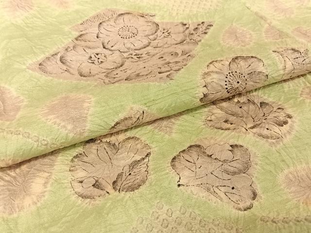 平和屋着物●西洞院辻が花　大脇一心　小紋　紬地　西洞院辻が花　反端付き　正絹　逸品　AAAU0106np