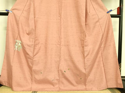 平和屋着物●色留訪問着　友禅　紬地　童子　正絹　逸品　AAAU0107np