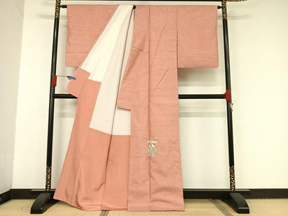 平和屋着物●色留訪問着　友禅　紬地　童子　正絹　逸品　AAAU0107np