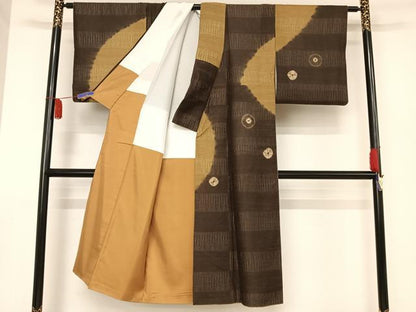 平和屋着物●訪問着 絞り 丸文 正絹 逸品 AAAU0119np