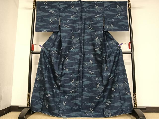 平和屋着物●上質な紬  綾織　飛鳥文　正絹　逸品　未使用　AAAU0121np