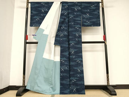 平和屋着物●上質な紬  綾織　飛鳥文　正絹　逸品　未使用　AAAU0121np