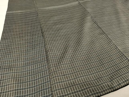 平和屋着物●上質なお召 格子 正絹 逸品 AAAU0123np