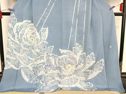 平和屋着物●京都府指定無形文化財　染色作家　小倉建亮の弟子　市瀬史郎　訪問着　絞り　乱菊　金彩　ロング丈　正絹　逸品　AAAU0124np