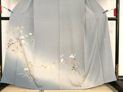 平和屋着物●京加賀友禅　百貫石峰　訪問着　草花文　暈し染め　正絹　逸品　AABH7152cs