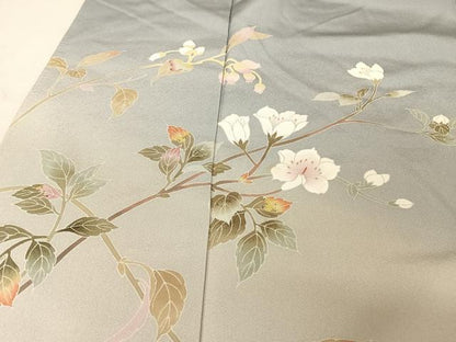 平和屋着物●京加賀友禅　百貫石峰　訪問着　草花文　暈し染め　正絹　逸品　AABH7152cs