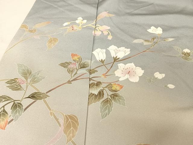 平和屋着物●京加賀友禅　百貫石峰　訪問着　草花文　暈し染め　正絹　逸品　AABH7152cs