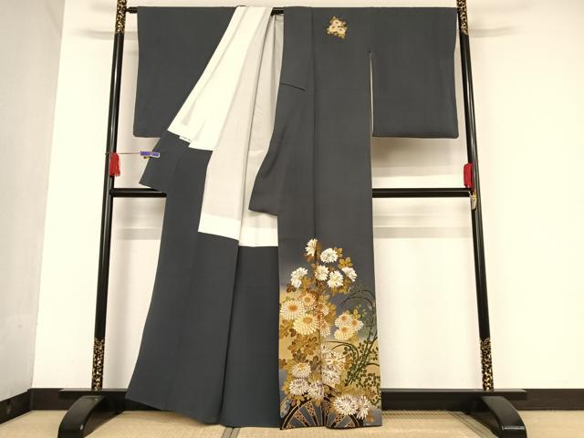 平和屋着物●ファッションデザイナー 花井幸子　訪問着　駒刺繍　花車文　暈し染め　金糸　金彩　正絹　逸品　AAAU0136np