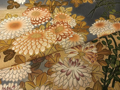 平和屋着物●ファッションデザイナー 花井幸子　訪問着　駒刺繍　花車文　暈し染め　金糸　金彩　正絹　逸品　AAAU0136np