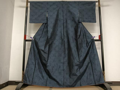 平和屋着物●本場大島紬 麻の葉文様 正絹 逸品 未使用 AAAU0163np